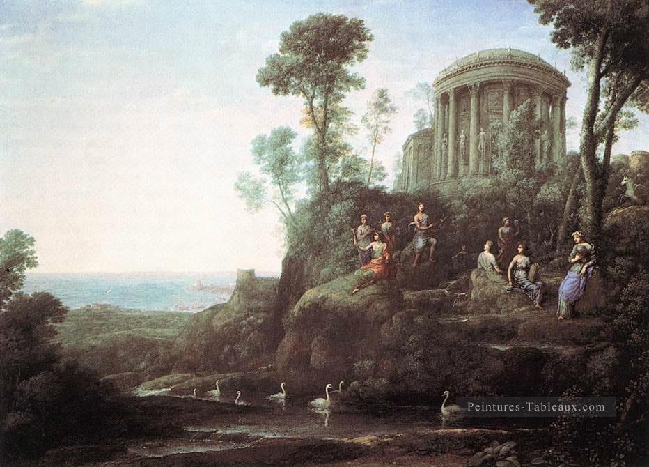 Apollon et les Muses sur le mont Helion Parnassus paysage ruisseau Claude Lorrain Peintures à l'huile